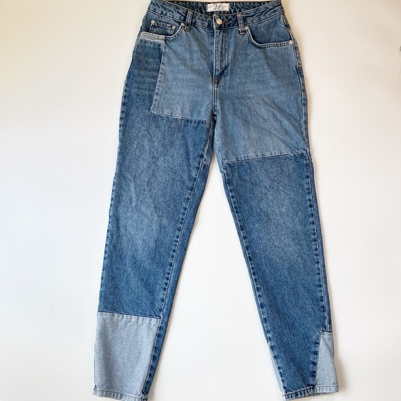 Free People Patchwork Denim High Rise Pieced Jeans - Picture 3 of 15